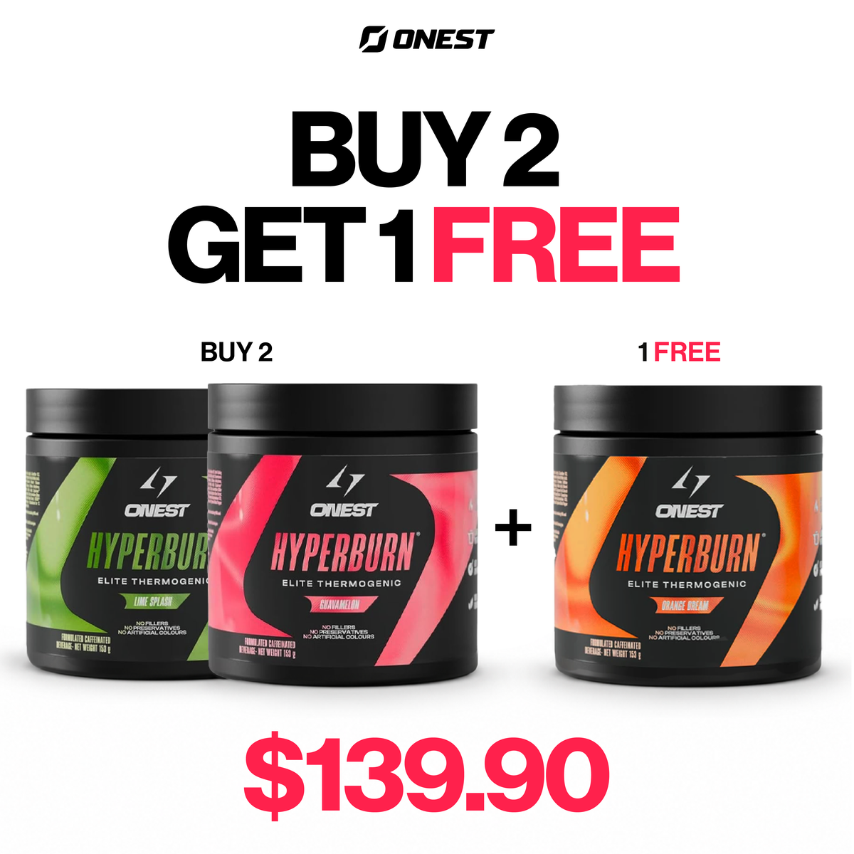 Onest Hyperburn Thermogenic – Buy 2 Get 1 Free | 3 Tub Bundle