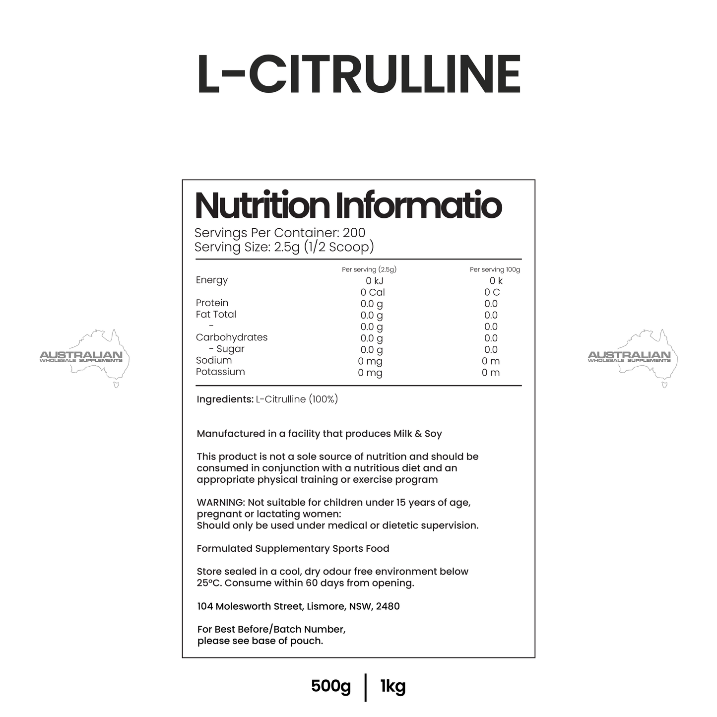 L Citrulline 500g - 1kg