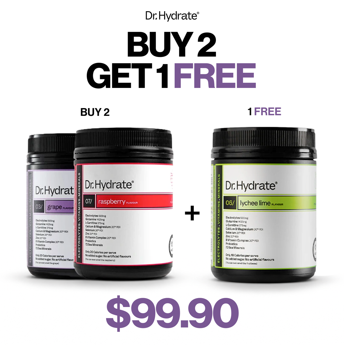 Dr. Hydrate Electrolytes – Buy 2 Get 1 Free | 3 Tub Bundle