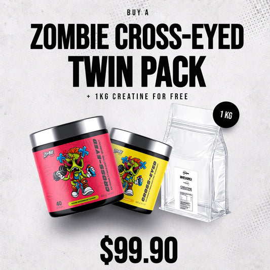 Zombie Cross Eyed Twin Pack + Free 1kg Creatine